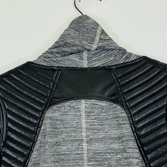 Blank NYC BlankNYC Grey French Terry Faux Leather Moto Open Jacket Womens Medium - Picture 6 of 9